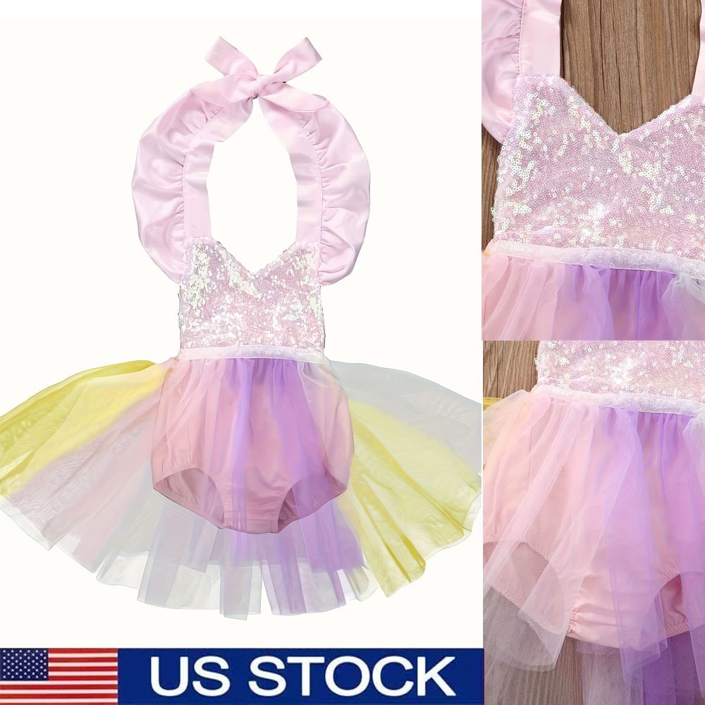 Toddler Baby Girls Princess Tutu Romper Dress Lace Backless One-Piece Frock