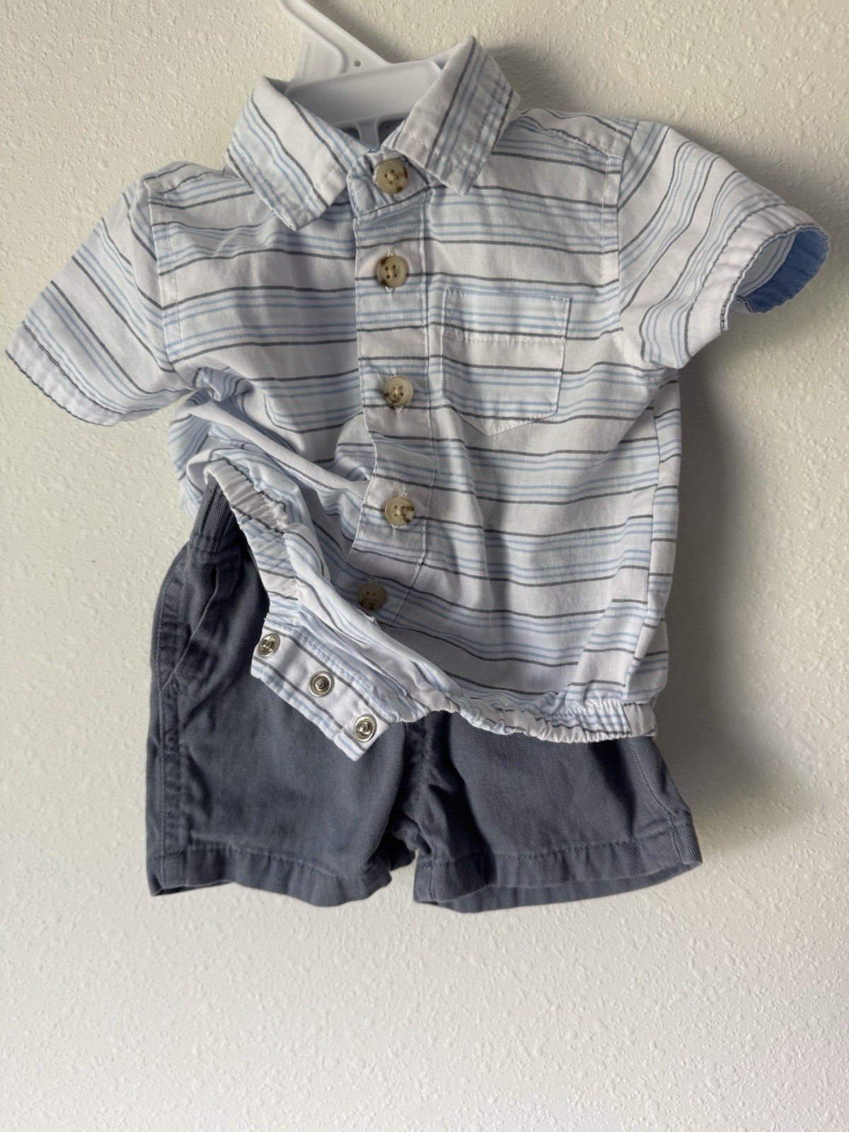 Wrangler Baby Boys 2pc Striped Short Sleeve Bodysuit Shorts Set 3 Months