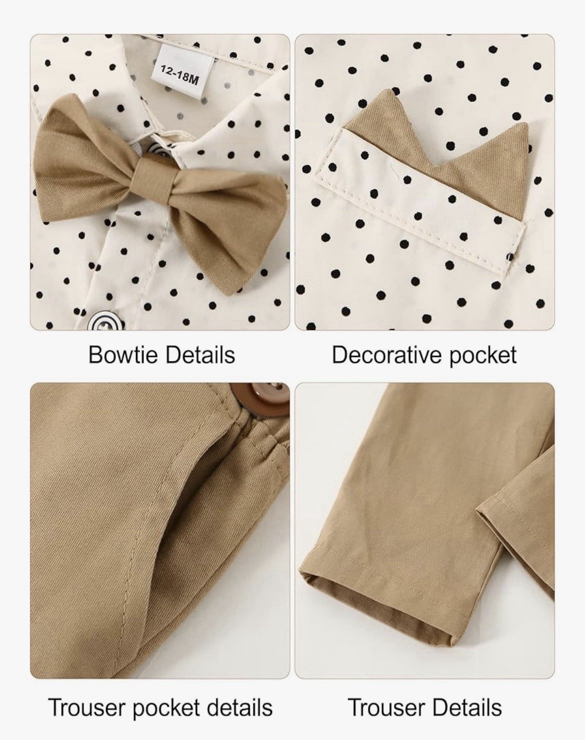 Toddler Formal 3-Piece Wedding Outfit Set by Yallet Size 18-24M Beige New