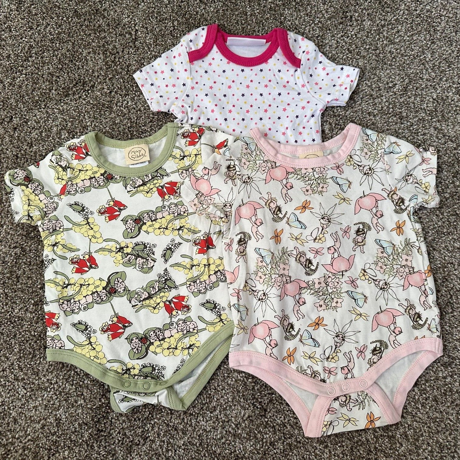 NEW 3 PACK! Baby Girls 3-6 Months Bodysuit Lot, Infant Clothes Romper Gift Set N