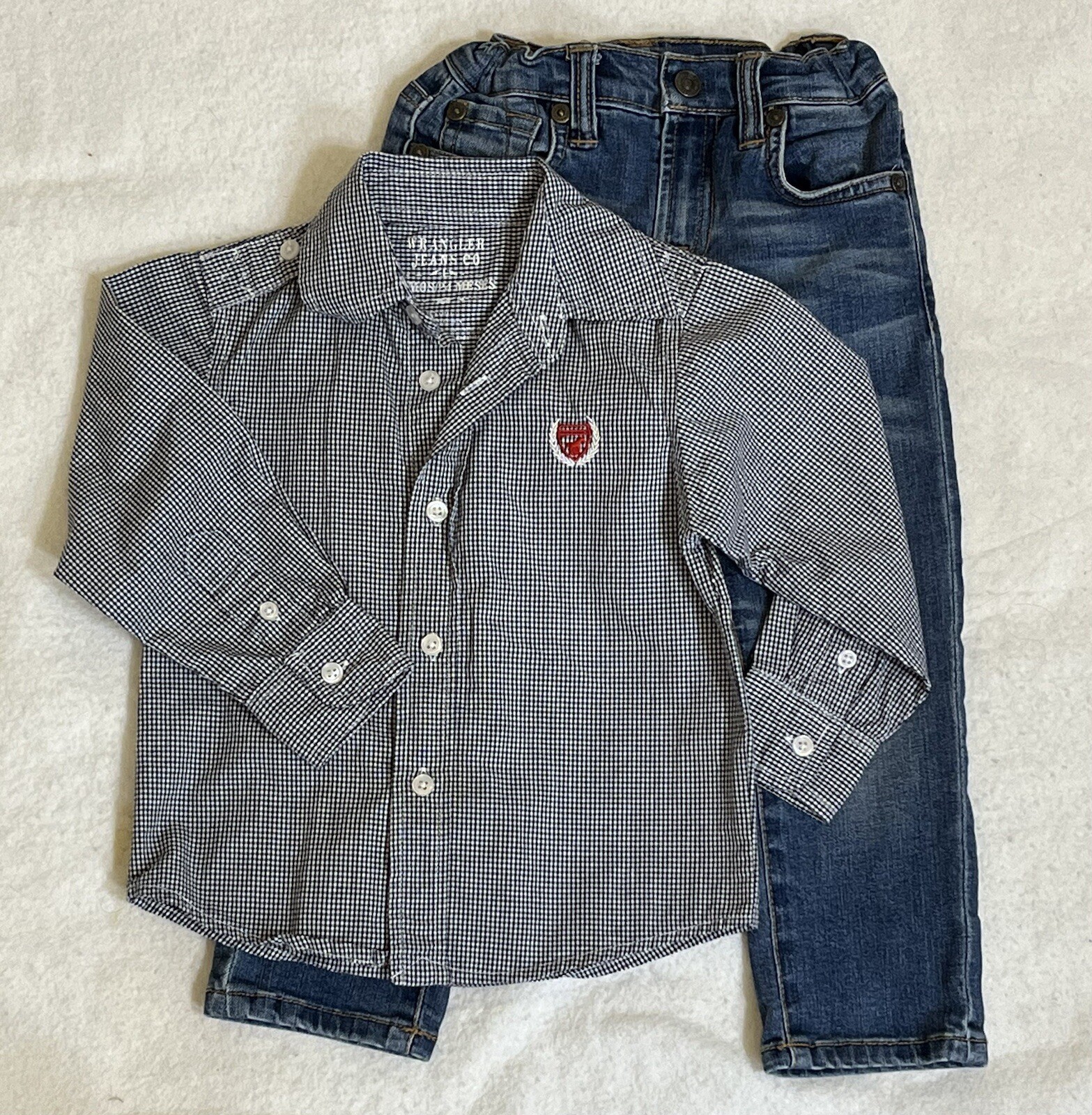 2 Piece: 7 For All Mankind Jeans + Wrangler Jean Co Shirt 2T/24mos EUC