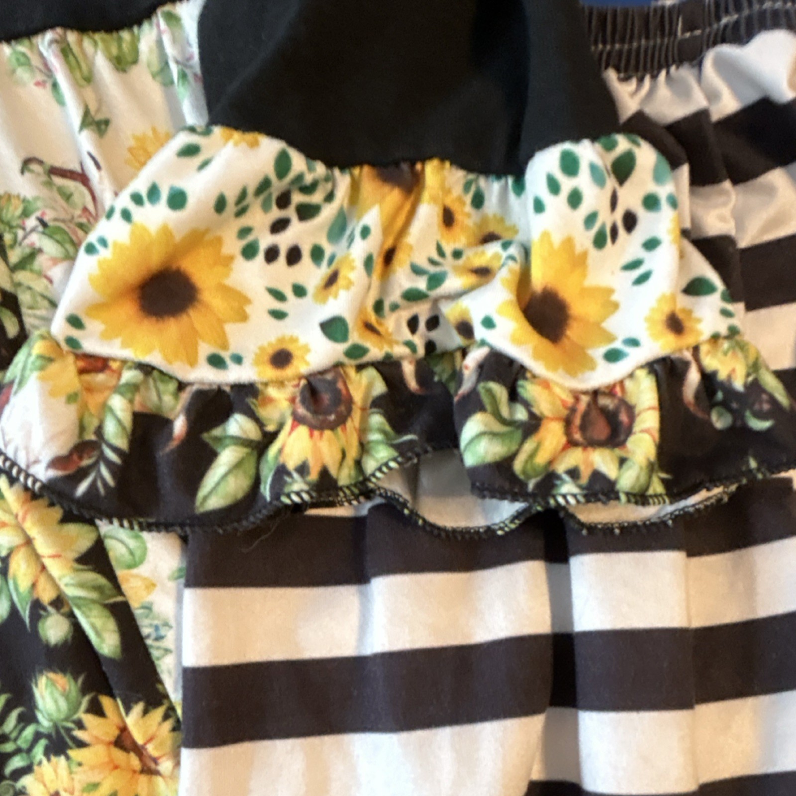 Girls 2T 2-Piece Sunflower Floral Striped Ruffle Top & Pants Set