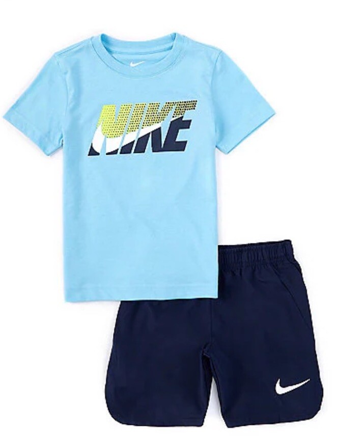 Nike Boys Short Sleeve Logo T-Shirt & Solid Microfiber Shorts Set Size 24 Months