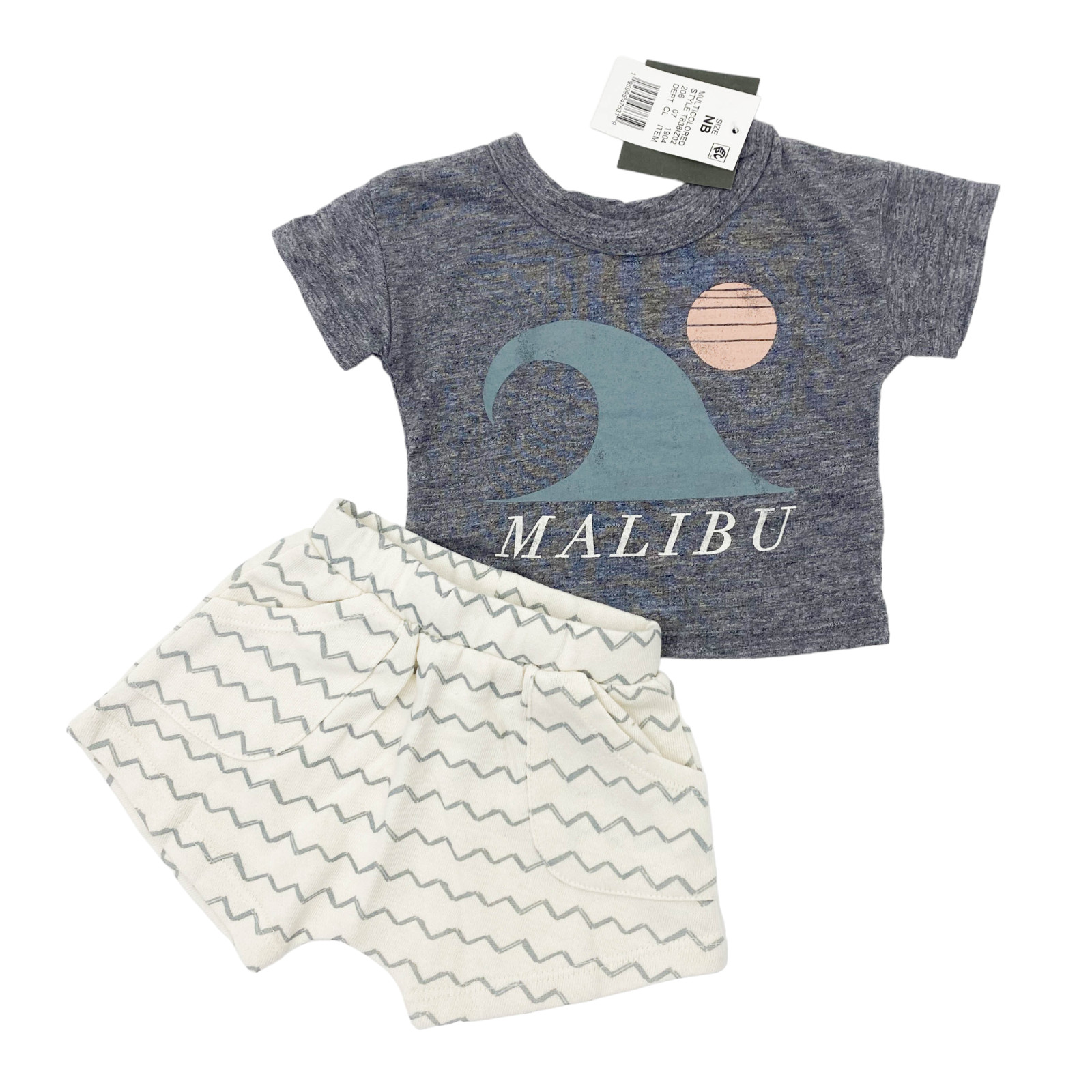 Grayson Mini Baby Boy Size NB Set/Outfit ‘Malibu’ Short Sleeve & Shorts Multi