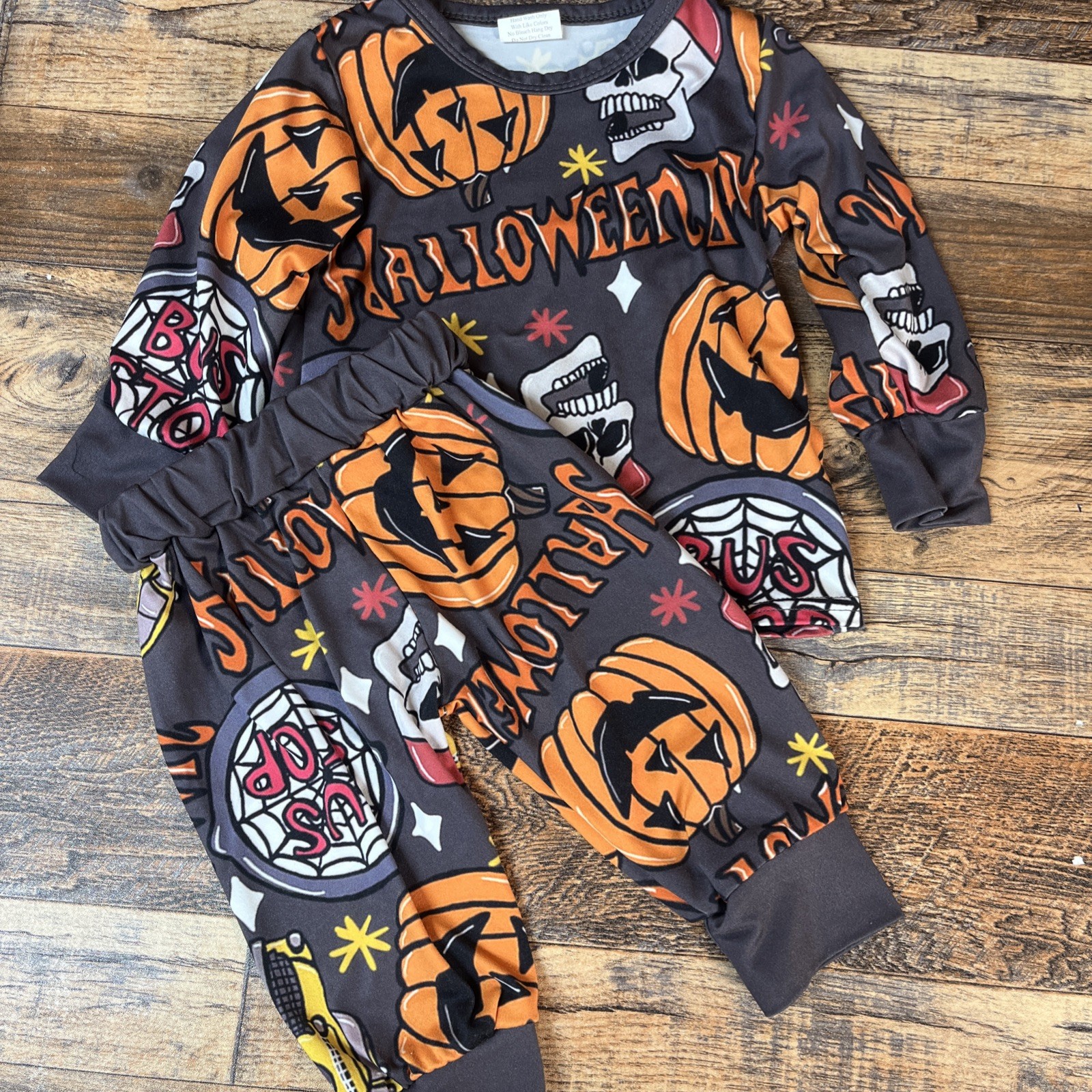 Boutique Halloween Outfit Unisex Baby 0-3m Skulls Pumpkins Spooky
