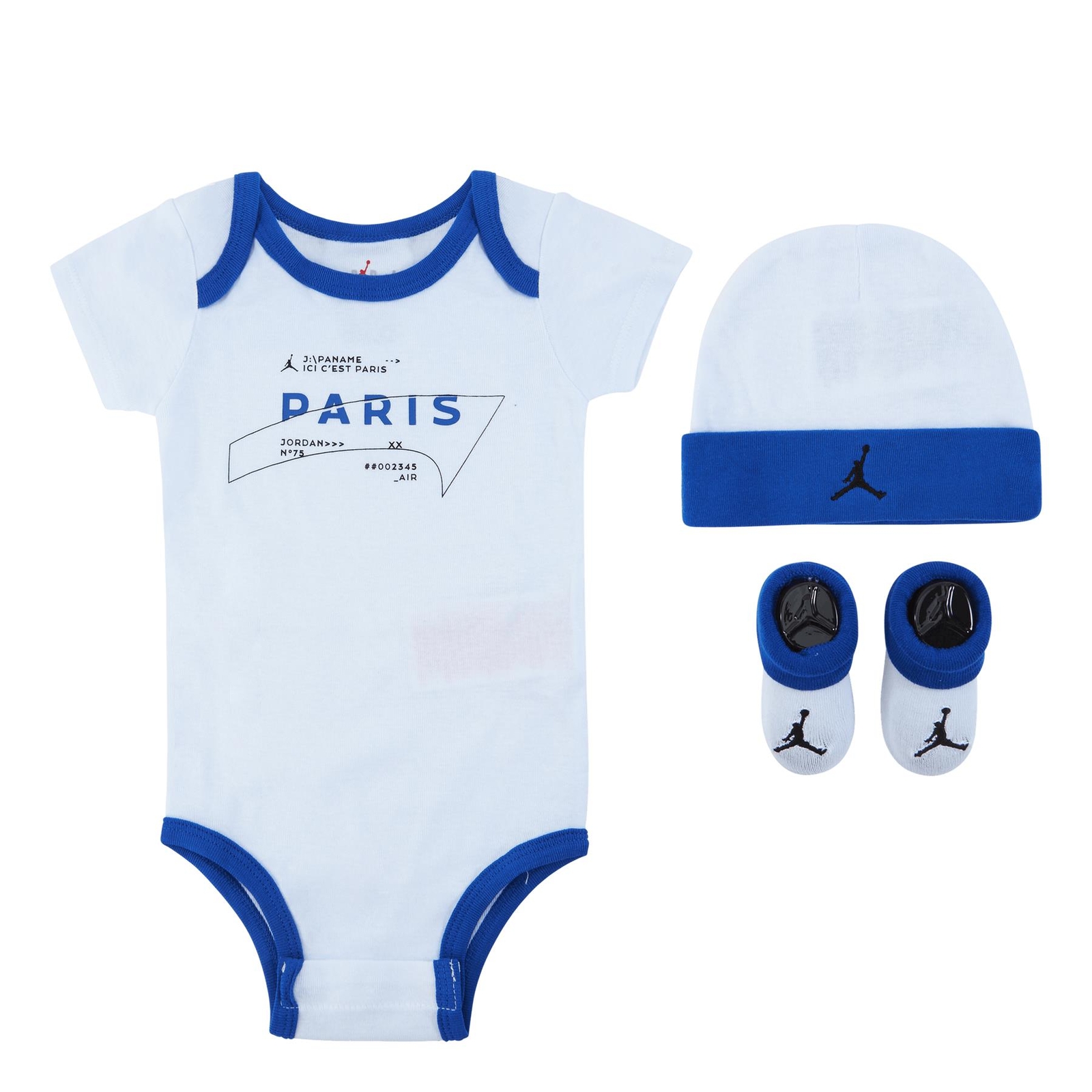 [NJ0517-001] Baby Air Jordan Bodysuit, Hat and Booties 3-PC Box Set ‘PARIS’