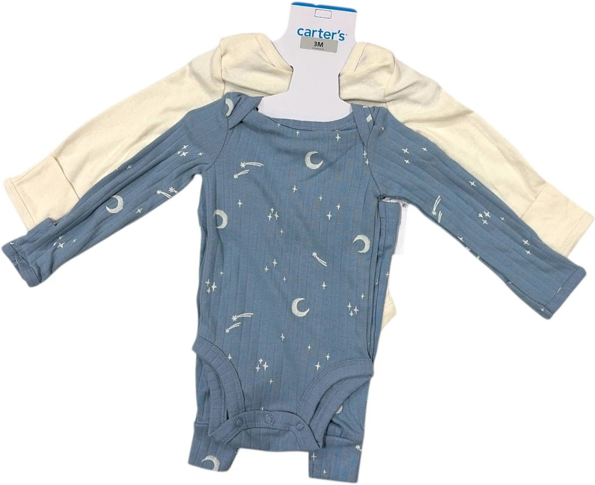 Carter’s Baby Boys 3-Piece Snug Fit Outfit Set – 2 Bodysuits and Pants – 12 Mos