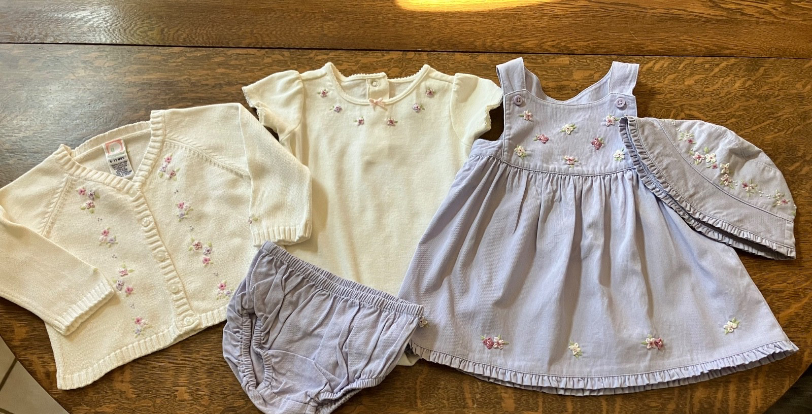 Gymboree 2002 Flower Baby sweater dress dc bloomers bodysuit 6-12 hat size 3-6