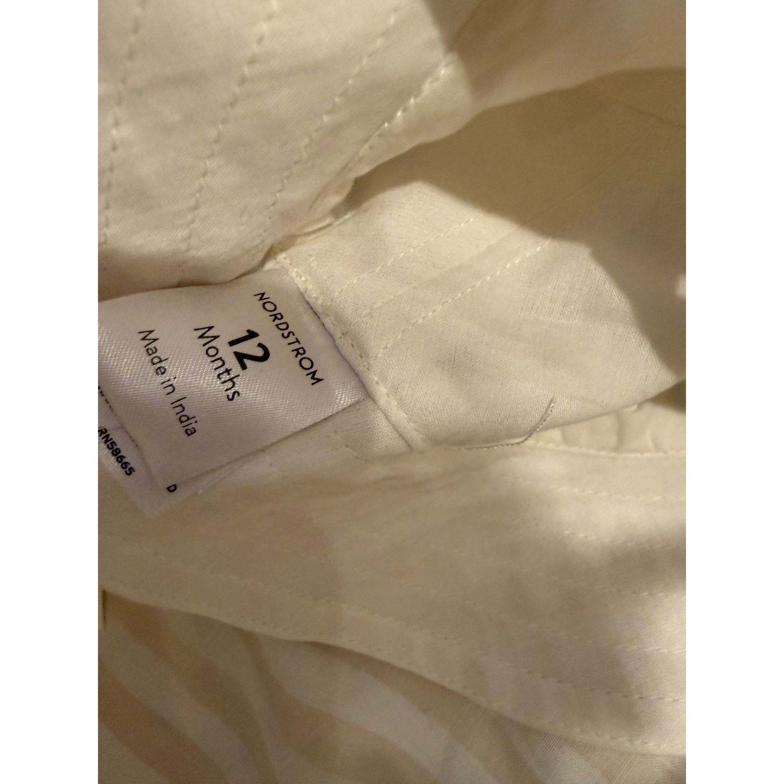 Nordstrom Baby 12M 2pc Set Striped Sleeveless Romper and Sun Hat Beige White NWT