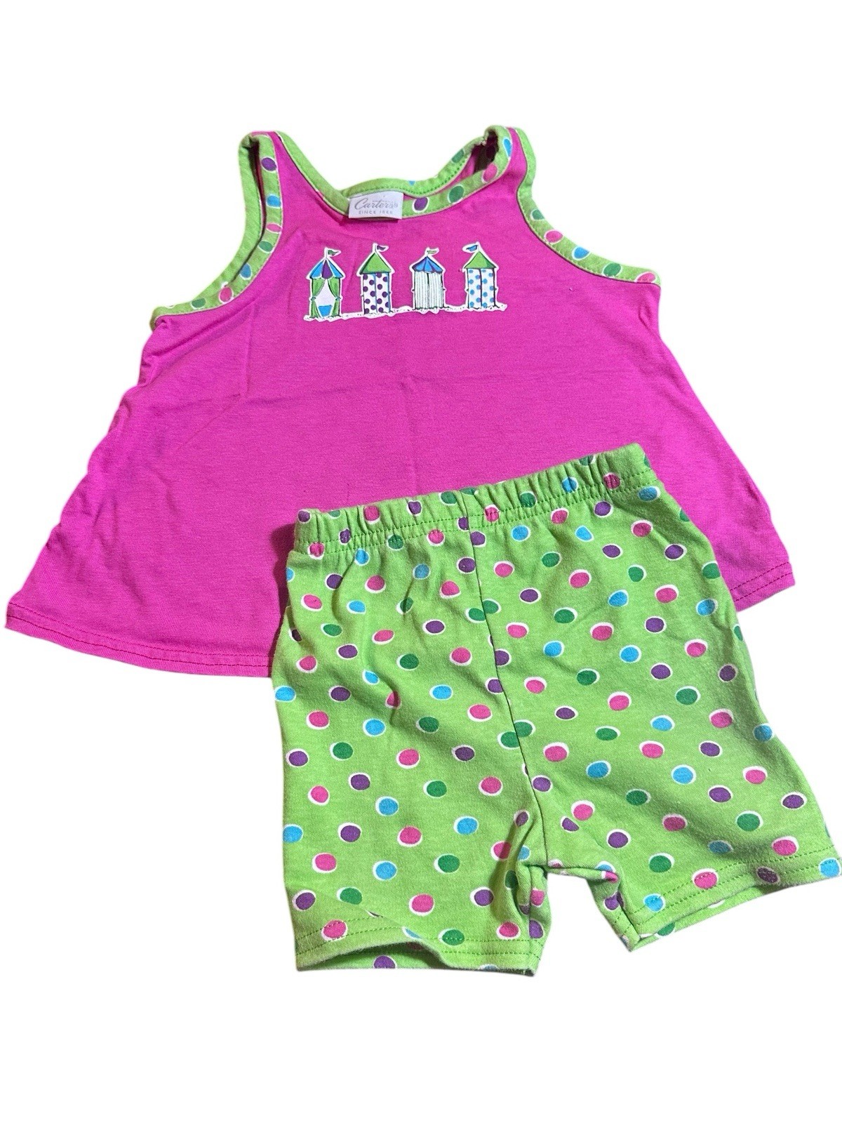 Vintage Carters Tank Top & Shorts Set Polka Dots 90s 18-24 Months