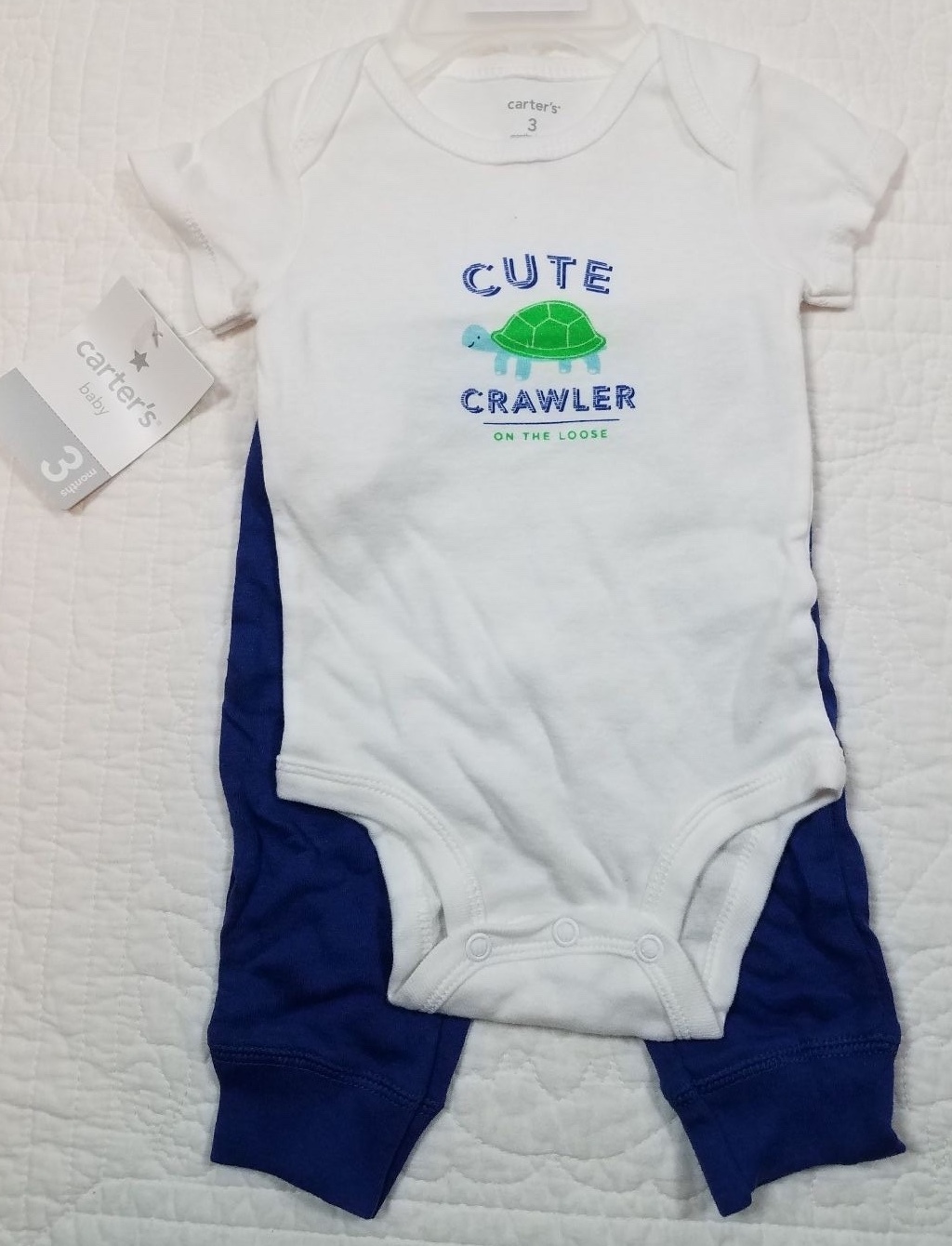 NEW CARTERS BABY BOYS 2 PIECE SET TURN ME AROUND TURTLE CUTE CRAWLER SZ 3M,6M,9M