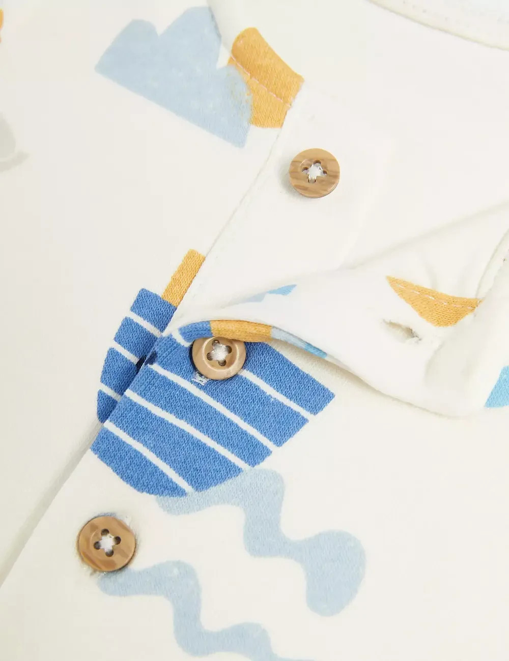 New Marks and Spencer M&S 2pc Blue White Cotton Rich AOP Boat Print Outfit Set