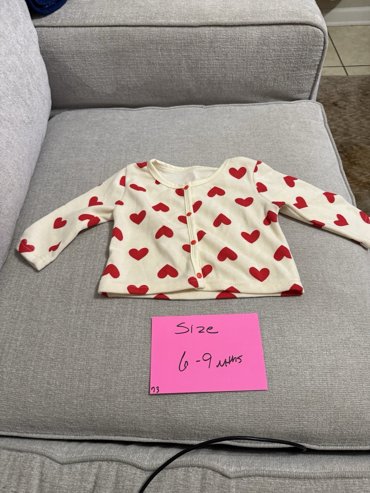 Girls 2pc Dress Set Long Sleeve Top & Tulle Dress Hearts Red/Ivory 6-12M