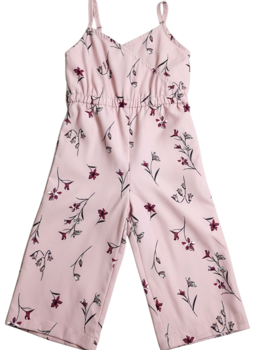 BAILEY’S BLOSSOMS Mauve Floral Elastic Waist Toddler Jumpsuit – Size 6/9 Months
