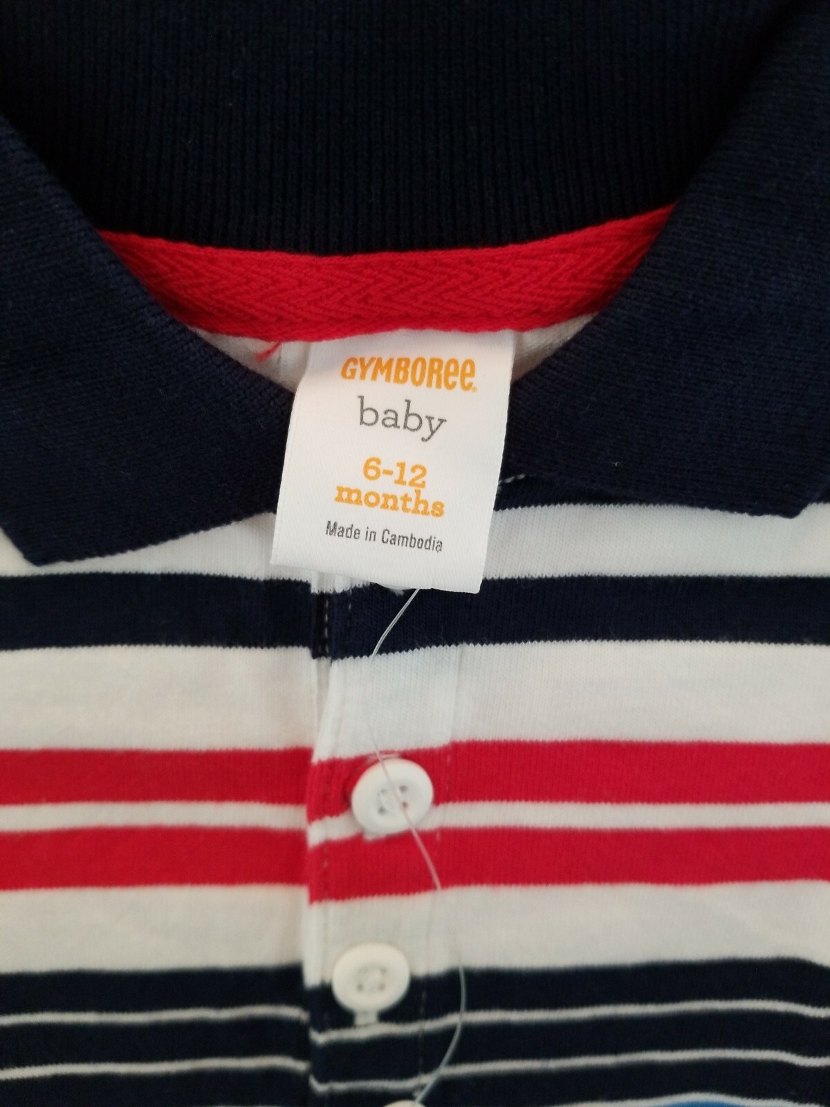 Gymboree Polo 3-button Shot sleeve One Piece striped 6-12 Month Brand NEW