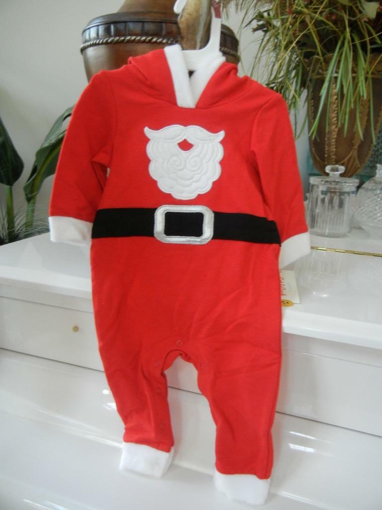 NWT BABY CAT & JACK 1 PC RED HOODED SANTA CLAUS COTTON FLEECE CHRISTMAS OUTFIT