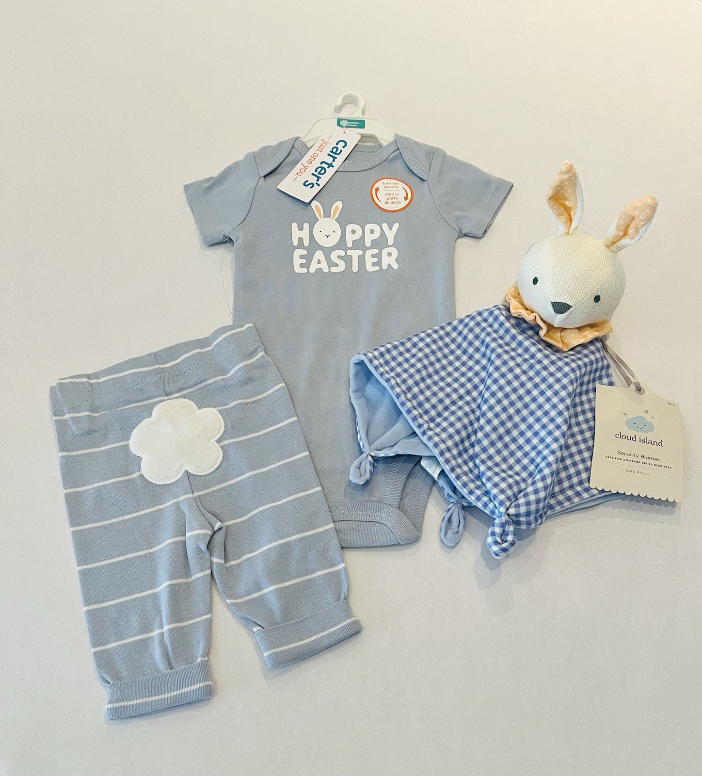 Carters Baby Boy Easter Outfit 3 Months Pants Bodysuit Toy 3 PC Set Cute Bunny