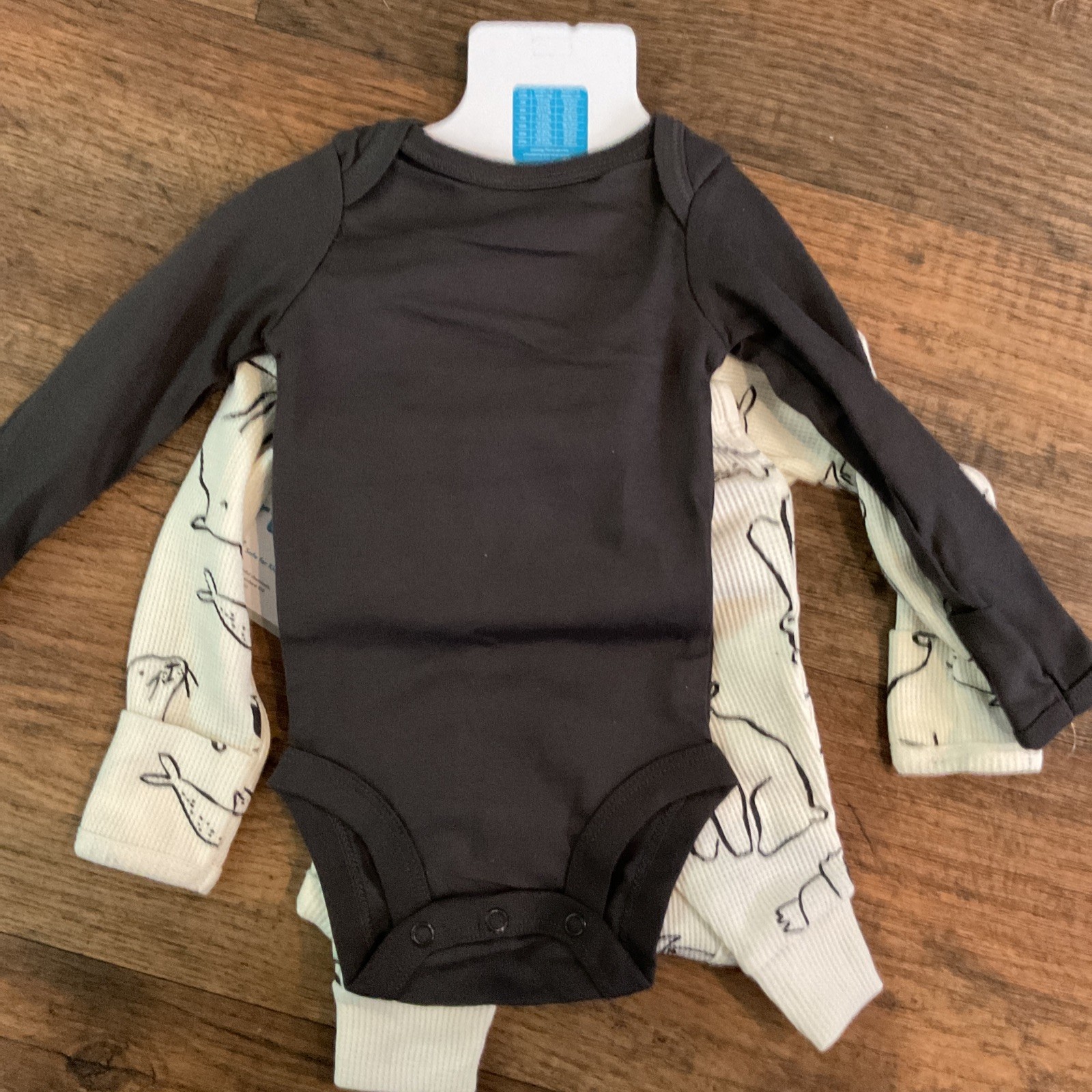 Carters Baby 3 Pc Set 2 Long Sleeve One Piece 1 Pants White,Gray,Black Sz 3 M