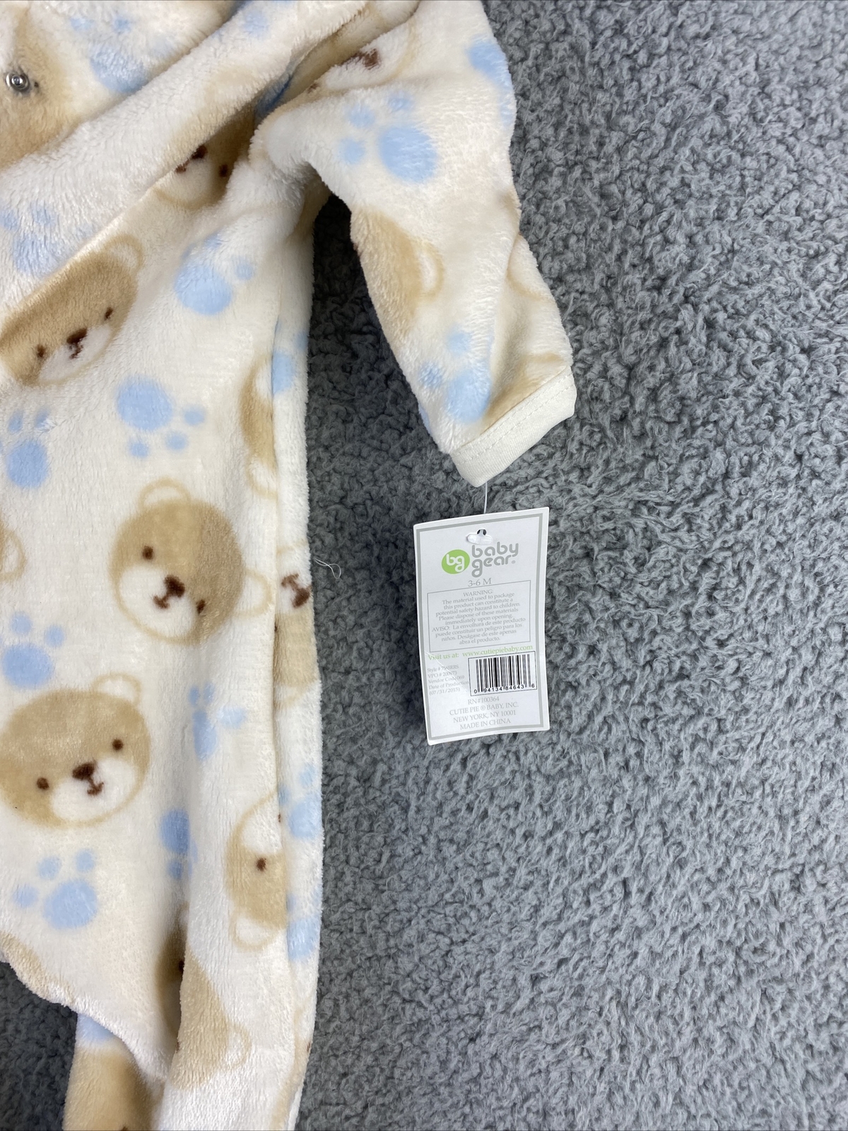 Soft Velvet Animal Print Jumpsuit Hooded Bodysuit Baby 3-6Months / 36-43