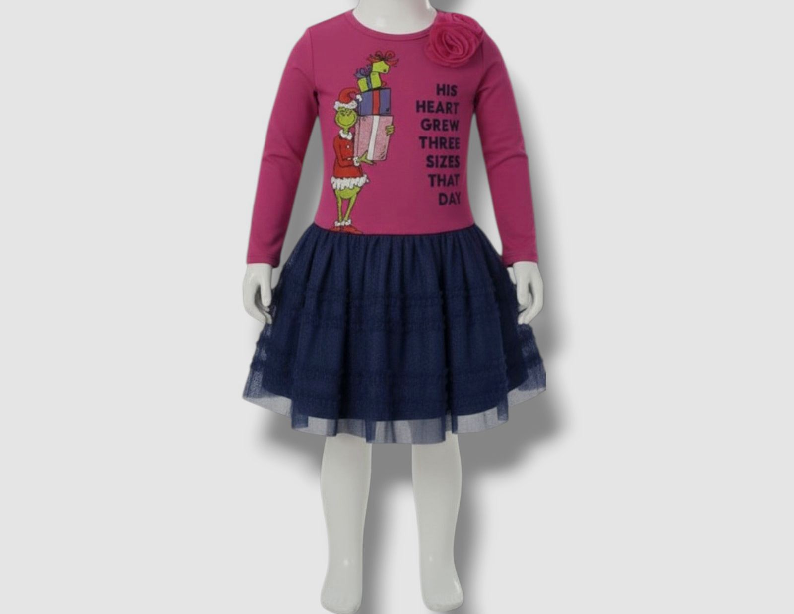 The Grinch Kids Baby Girls Pink Grinch Top and Mesh Skirt 2-Piece Set 4T