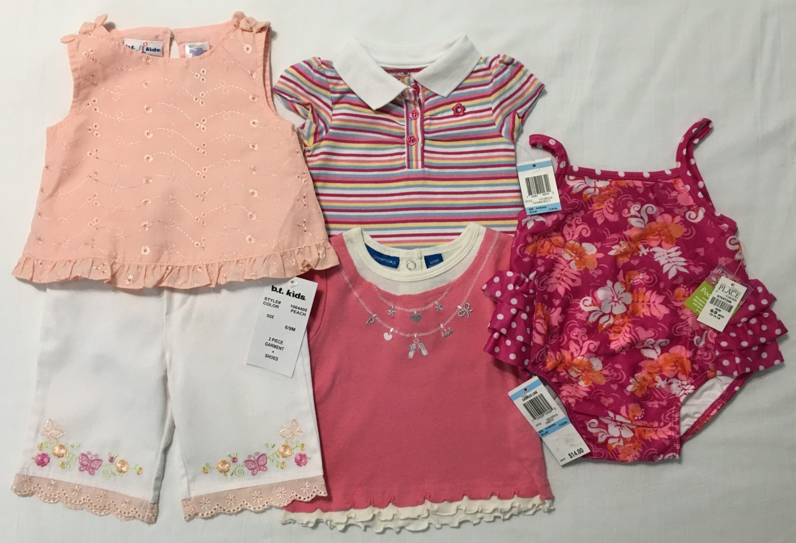 Baby Girls 6-9 Months Summer Lot of 5 Pieces Greendog b.t. kids TCP NWT NOS