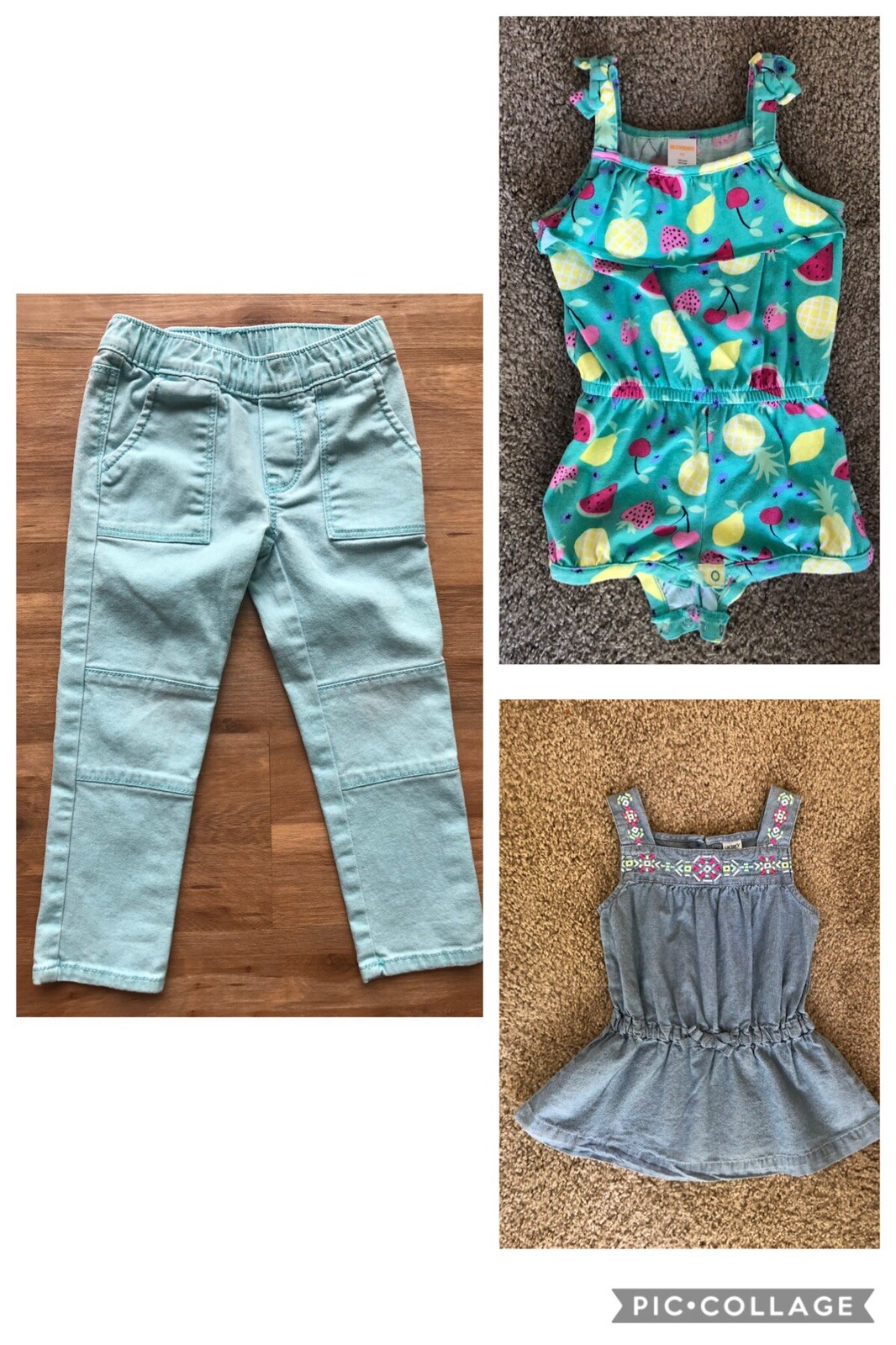 Todder girl summer clothes set multicolored cotton pants/top/jumpsuit Size 3T