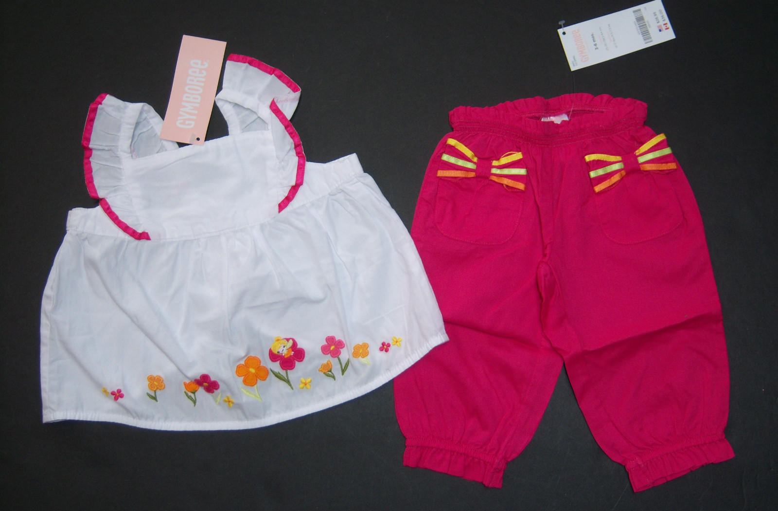 NWT Gymboree Fairy Floral 3-6 Months Ribbon Flower Swing Top & Pink Bow Pants