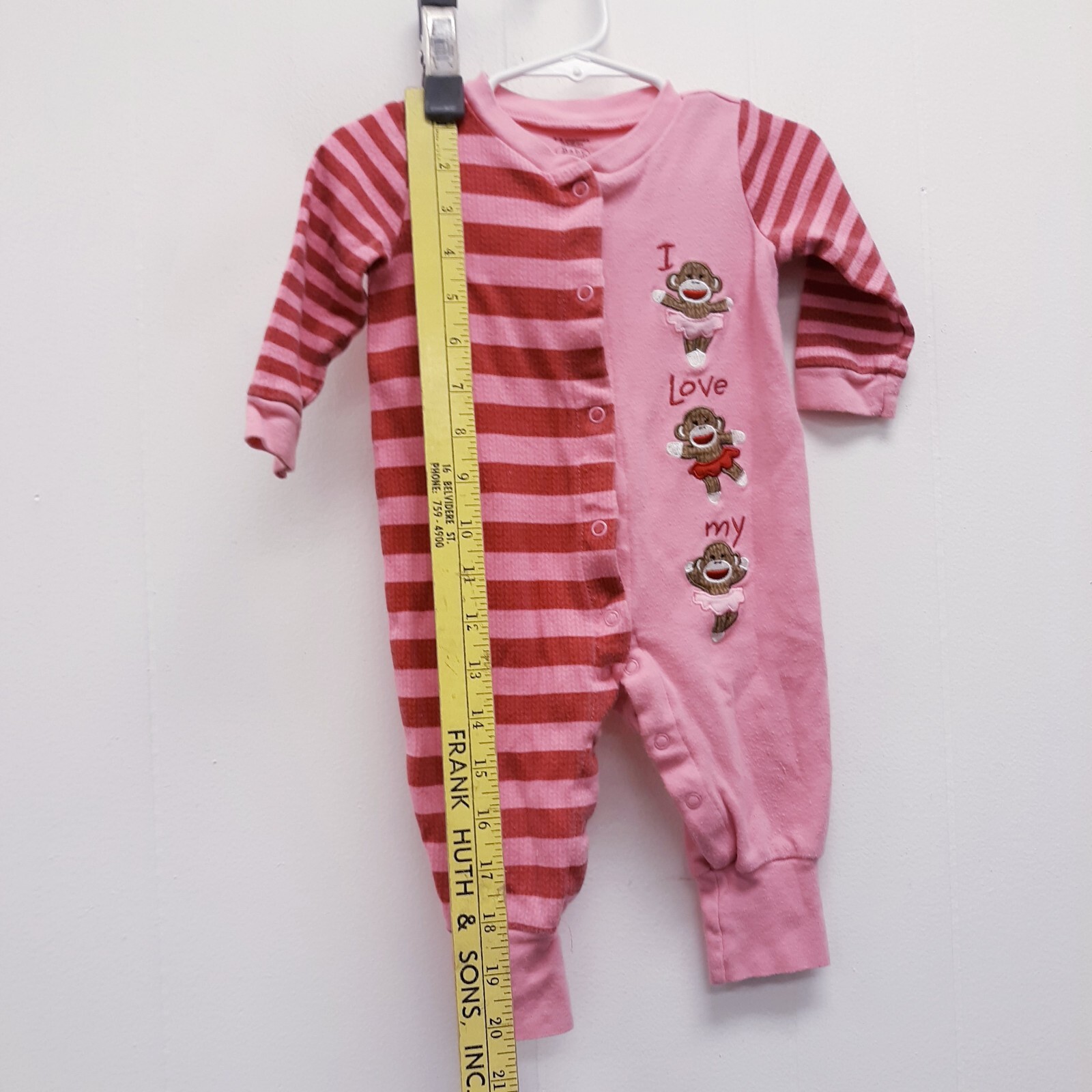 Baby starters Baby Girl’s Long Sleeve Bodysuits, pink Striped Sz 6-9 month
