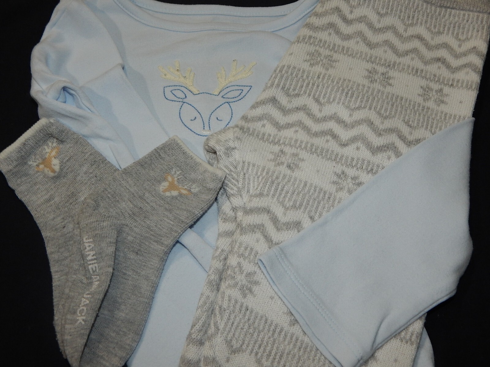 Janie and Jack Boys 18-24 DEER Knit Sweater Leggings One Piece And socks BUNDLE