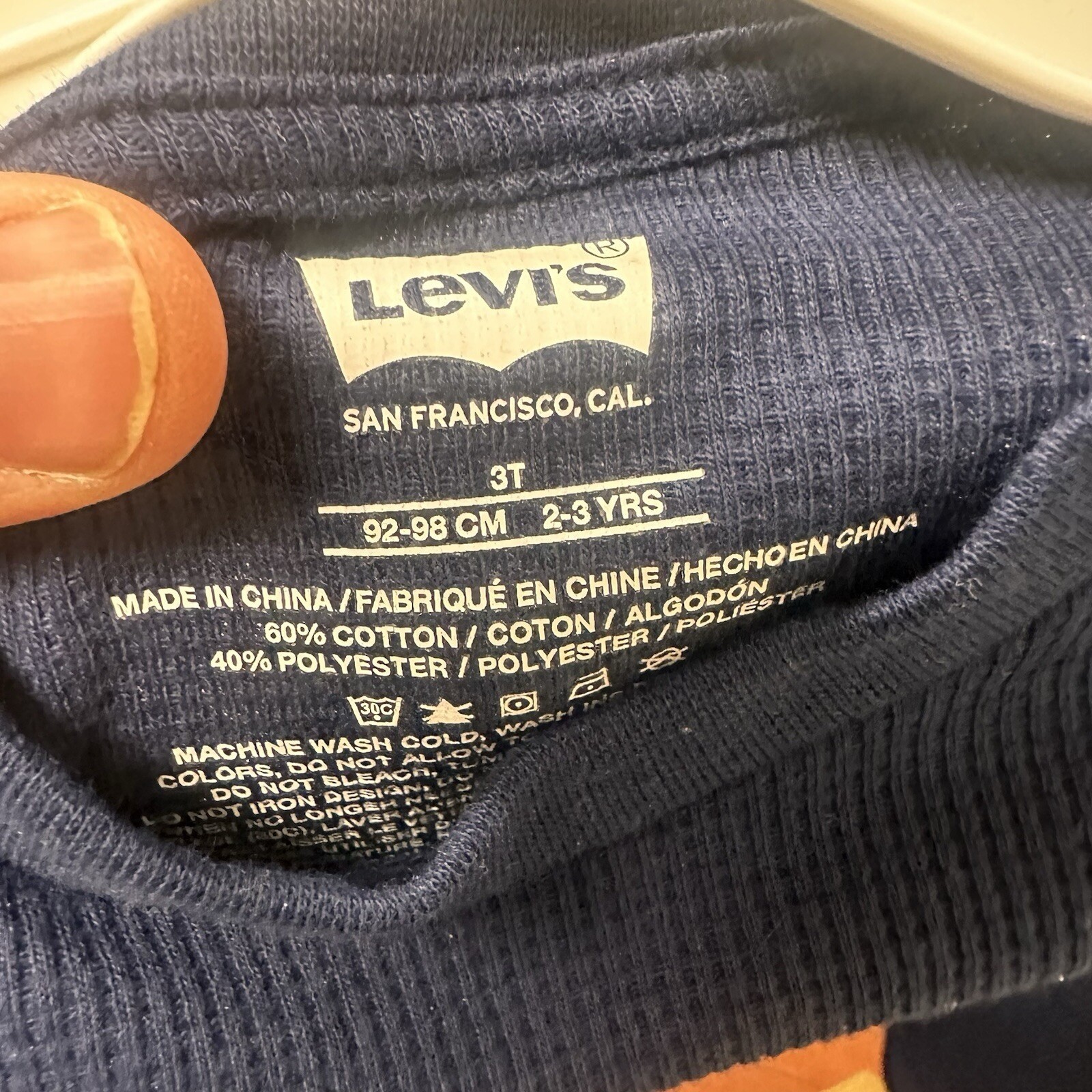 Levis 2 Piece Set Shirt Pants Toddler Size 3T Navy Blue Waffle Knit L/S NWT $40!