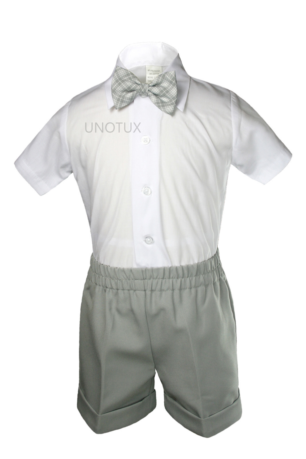 New Baby Boy Toddler 7pc Silver Gray Vest Shorts Suit Extra Color Vest Necktie