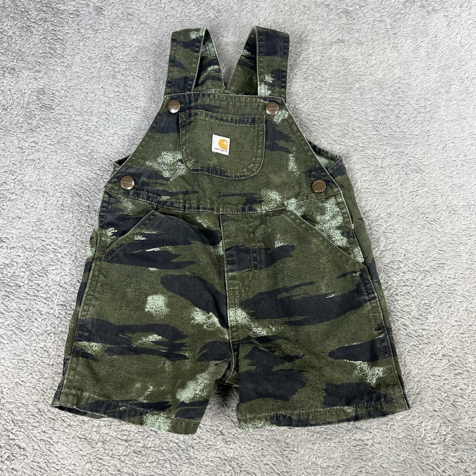 Carhartt Camo Shortalls Overalls Size 2T Baby Kids Green Black Shorts