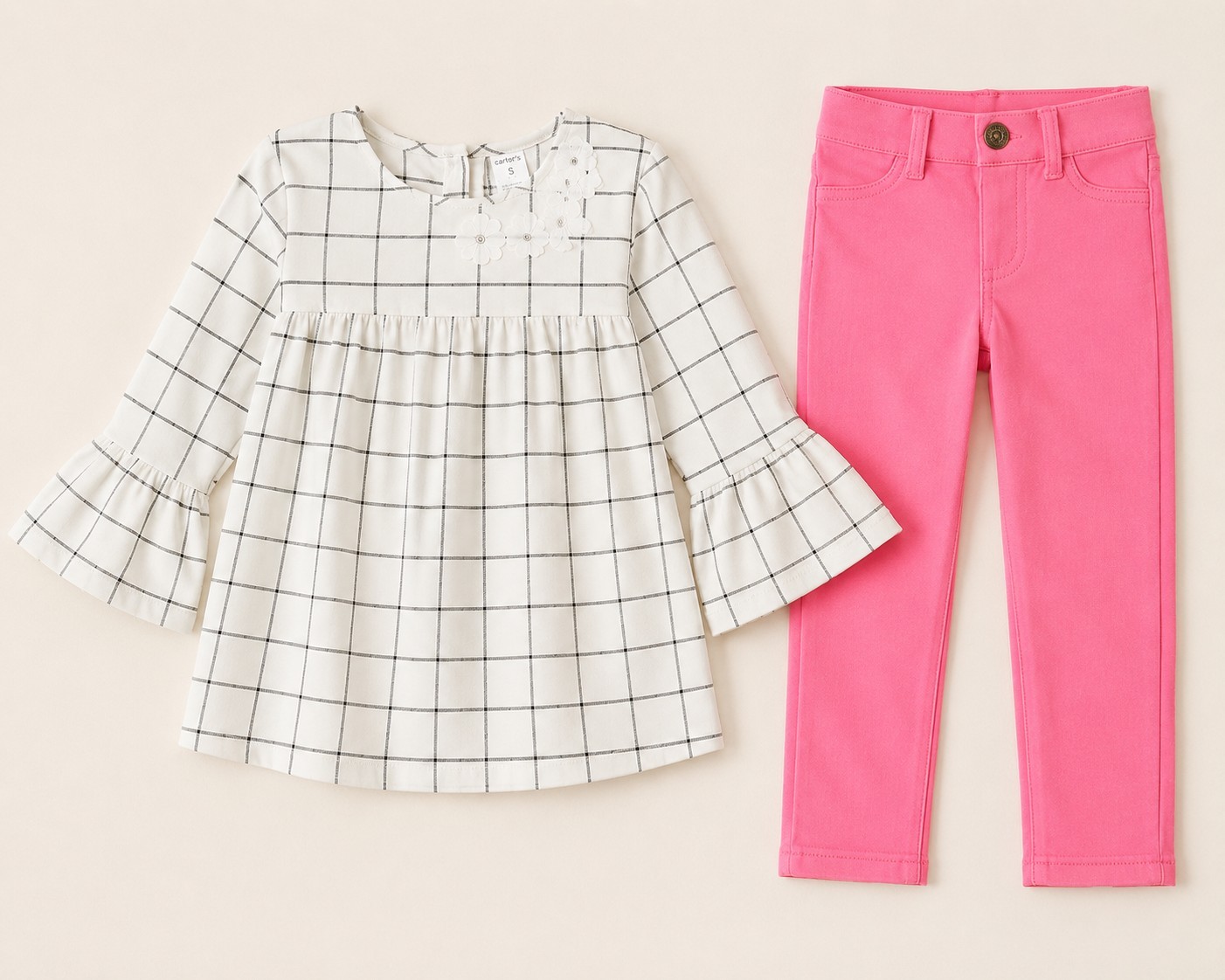 Carter’s Toddler Girls’ 2-Piece Plaid Bell Sleeve Top & Jegging Set 4T