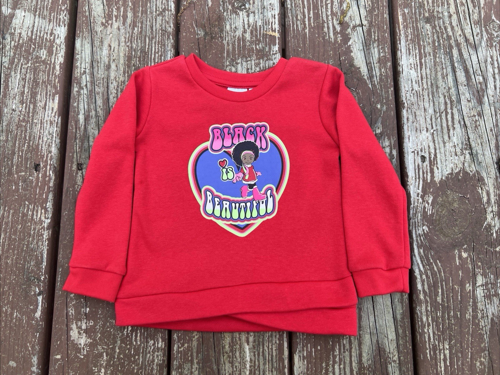 INDENT Toddler Girls Black is Beautiful Red L/S Casual Kidcore Sweatshirt|Sz:18M