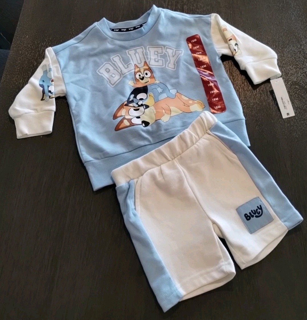 Bluey & Friends 2 Piece French Terry Set (Boys 18 Months) New