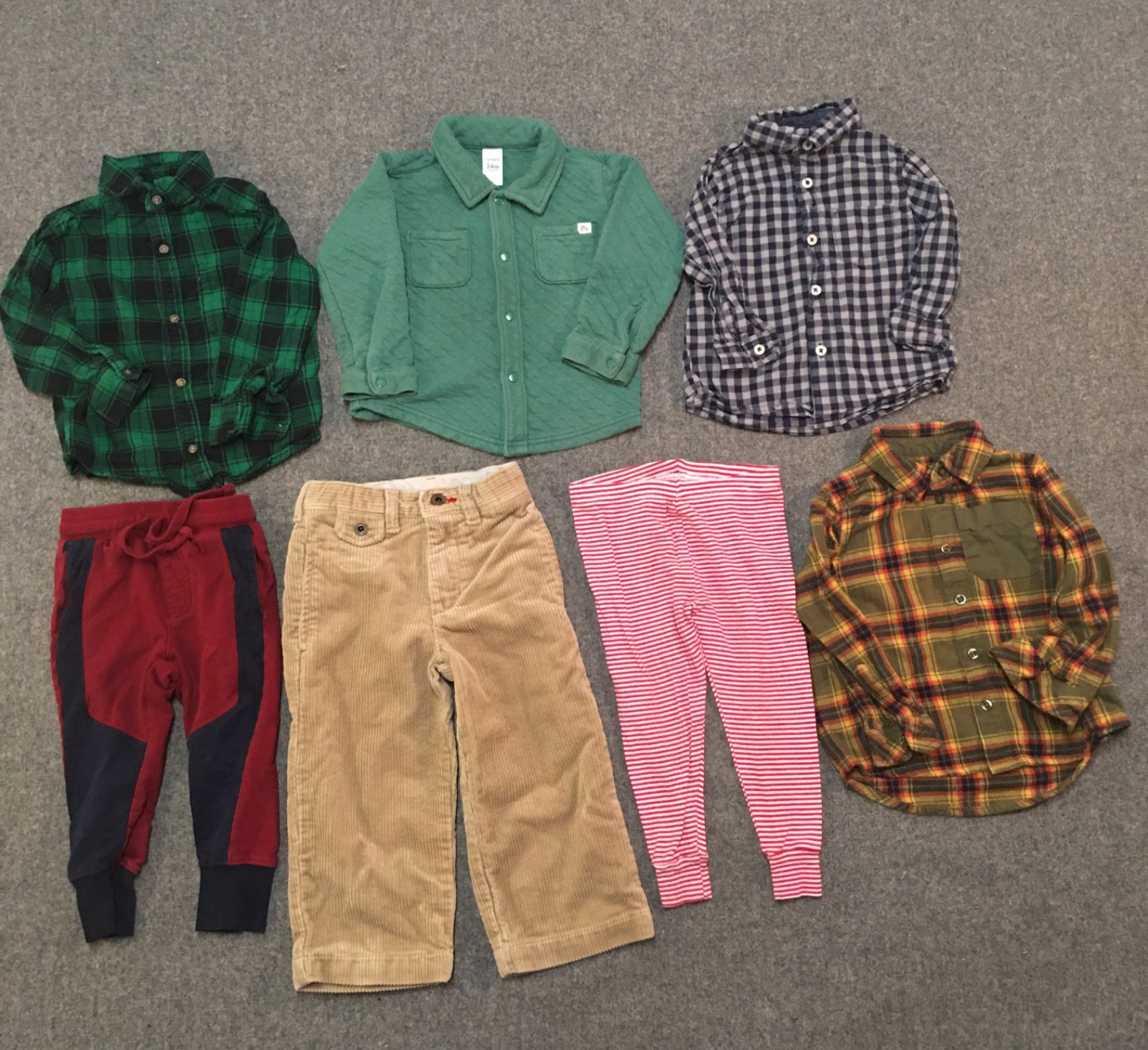 Baby Boy 24 Months 2T Clothing Lot 7x Pieces Bulk Winter Flannel Quilted