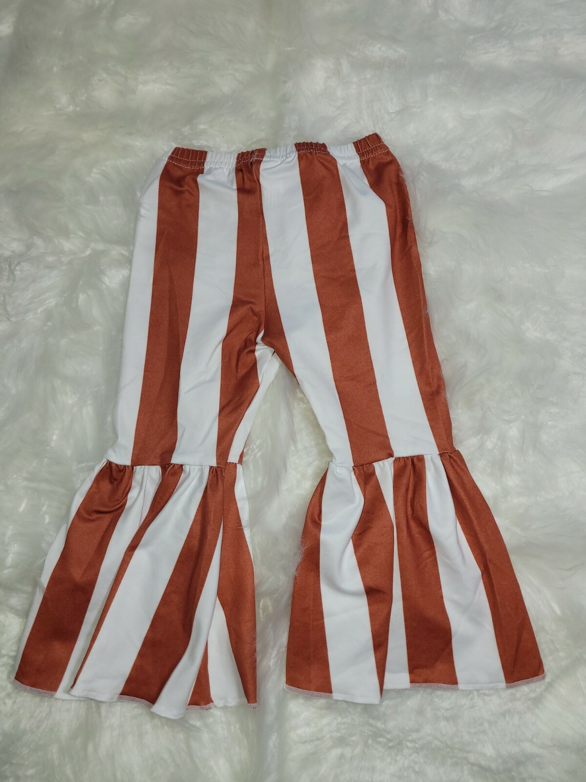 NWT Baby Girl Brown White Short Sleeve Shirt Bell Striped Pants