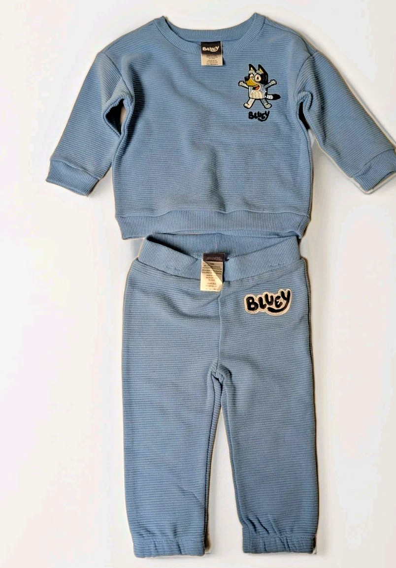 Bluey Infant Toddler 12 Months Thermal Sweat Suit Outfit Pants Sweatshirt Set