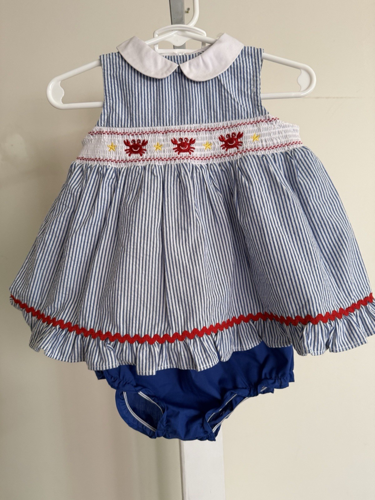 NWT Goodlad Smocked Crab Diaper Set – Size 9 Months