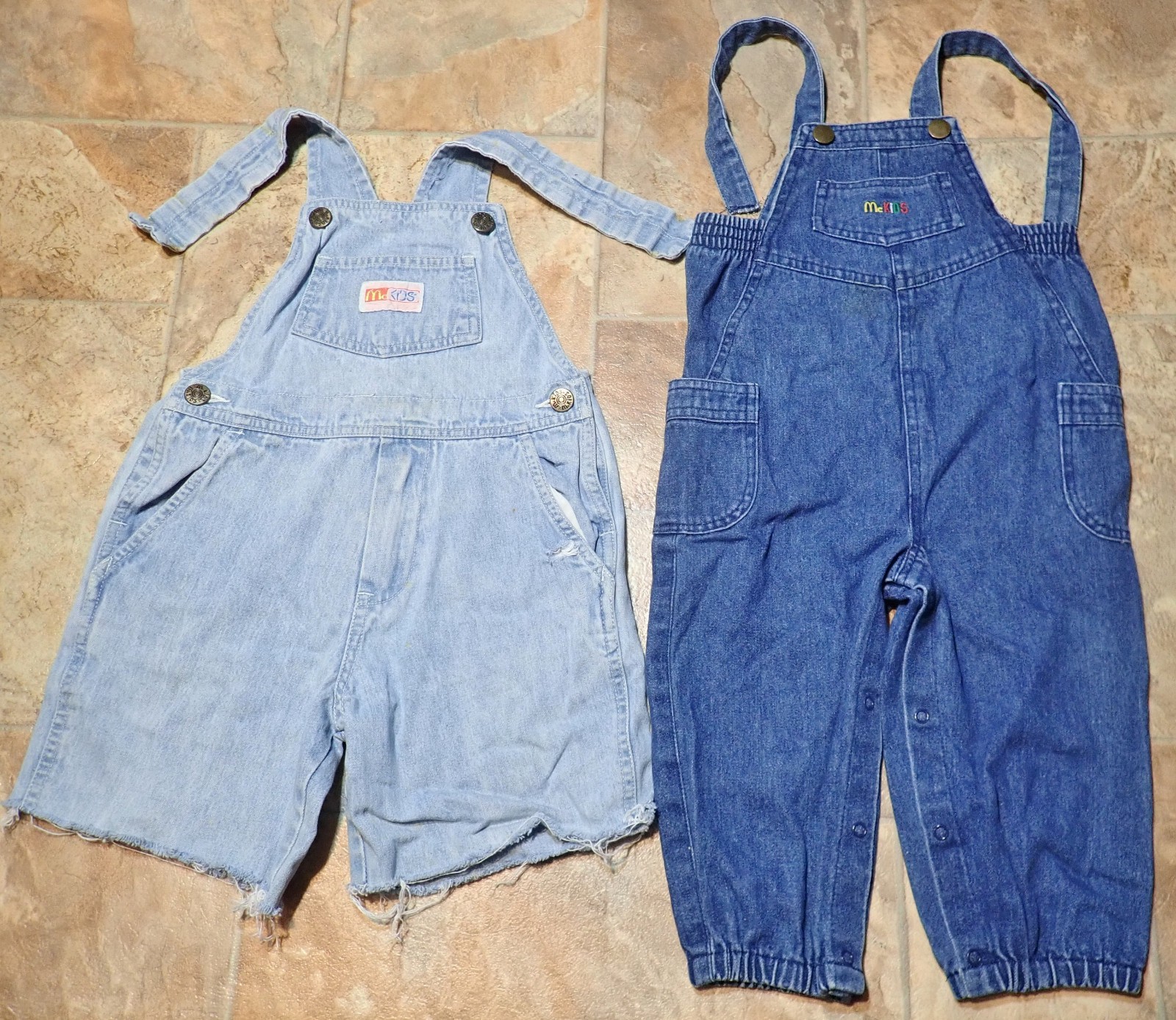 Lot of 2 McKIDS McDonald Vintage Denim Children’s Toddlers Overalls for repair