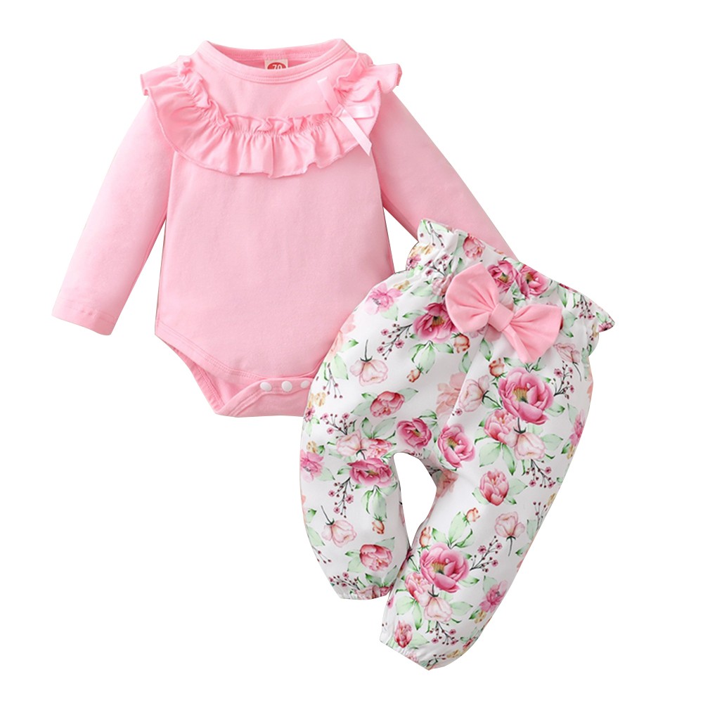 Toddler Baby Girl Ruffle Romper Bodysuit Tops Floral Pants Clothes Set Outfit