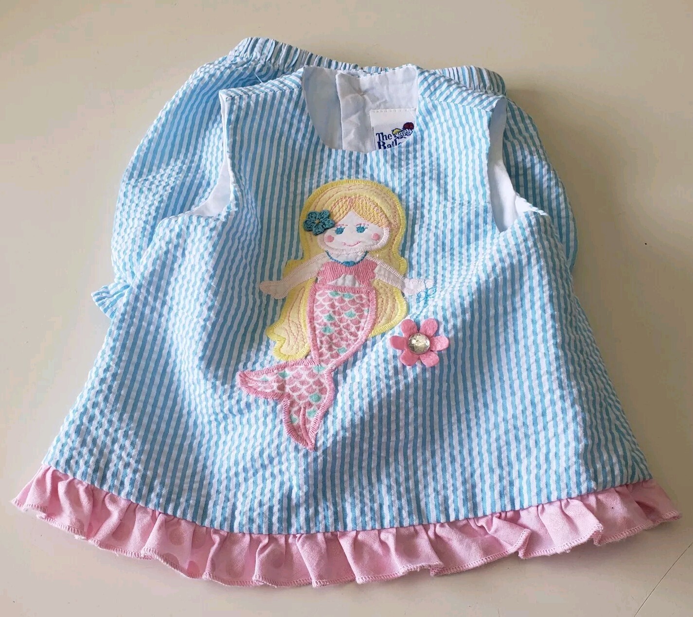 The Bailey Boys Mermaid Outfit w/ bloomers Size 3 Months Seersucker