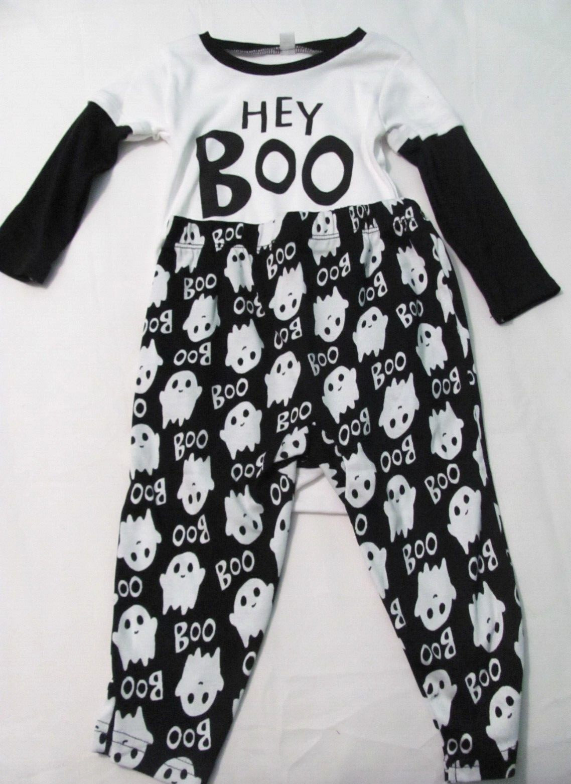NWT 12 MO. BABY BOY’S HALLOWEEN “BOO” / GHOST 2 PIECE SET – ONE-PIECE & PANTS