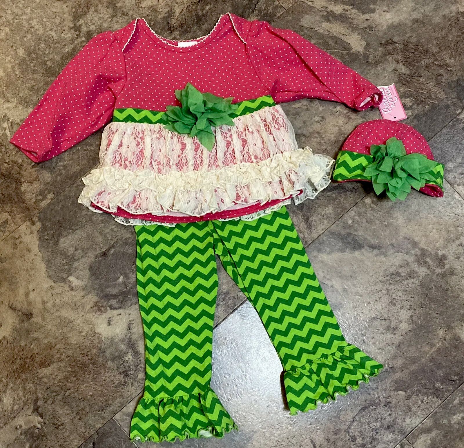 Boutique Peaches N Cream 3 Piece Outfit/Set Toddler Girls Size 24 Months NWT!