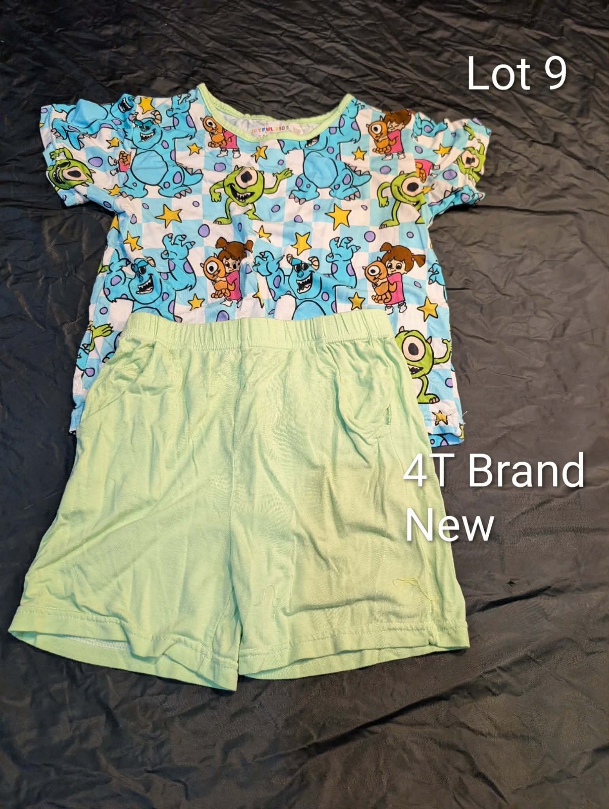 Size 4T Bamboo Monsters Inc. Short Sleeve Shirt and Shorts NWOT
