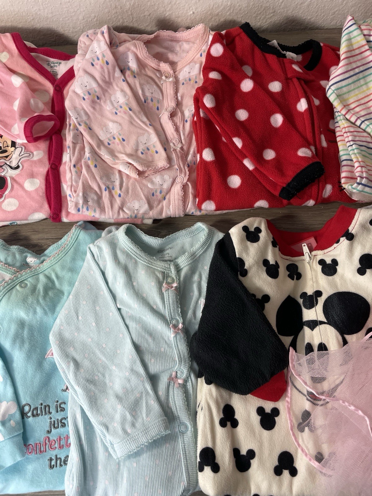 Lot of 10 Baby Girl Clothes 3-6 Months Disney Minnie Mouse Fleece Sleepers Tutu
