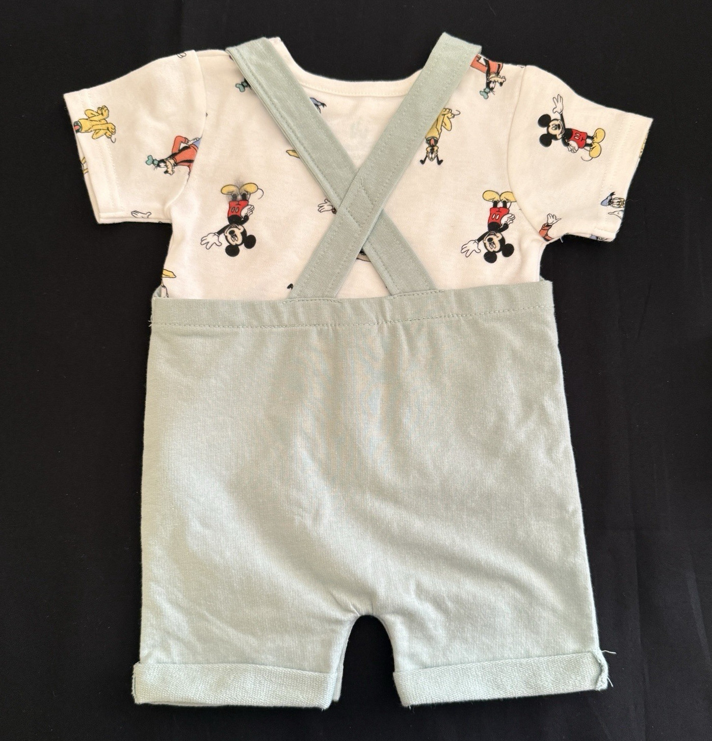 NWT Disney Mickey Mouse 2-piece Romper & T- Shirt Set Size 3-6 Months with Snaps