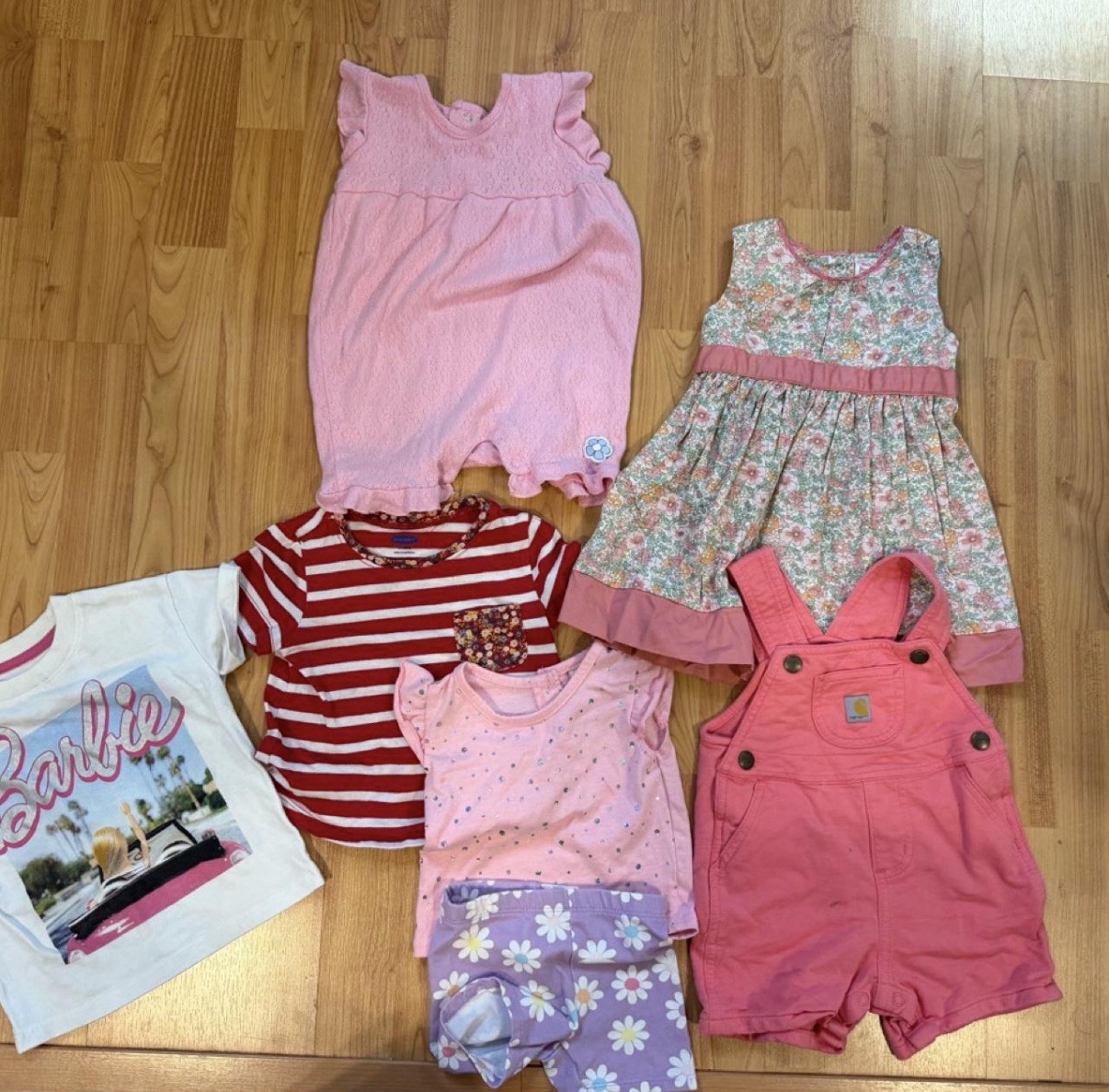 Baby girl summer clothing lot w/ Barbie Old Navy Carhartt Girls 12M