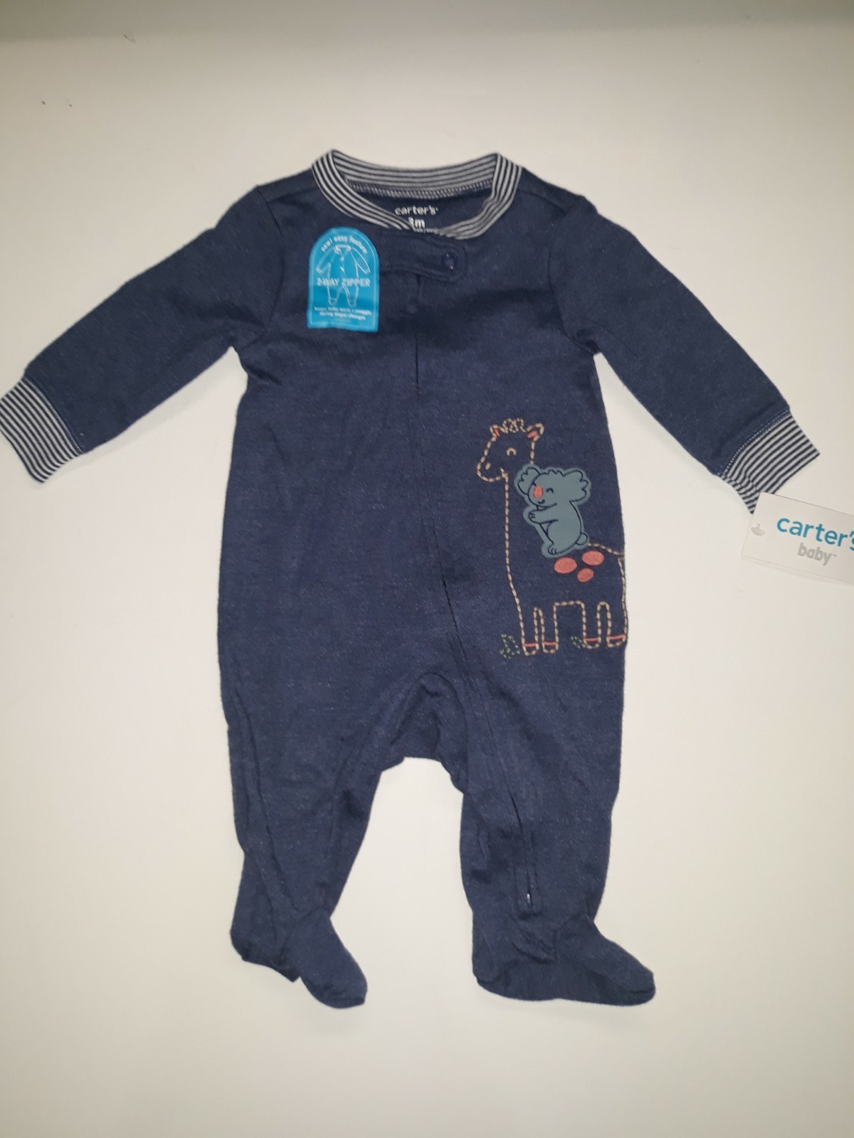 Carter’s Blue Giraffe & Koala Footed Outfit Bodysuit Baby Infant 3 Months NEW