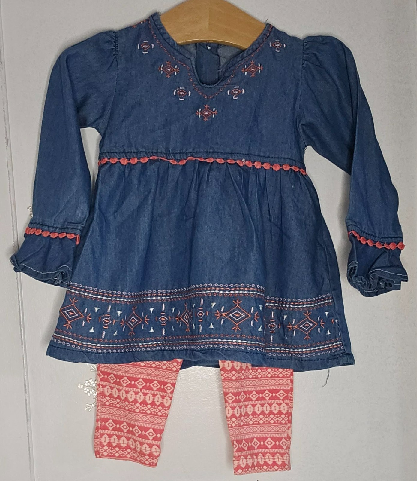 Real Love 12 mo Cotton Blend Long Sleeve Blue Shirt and Matching Pants
